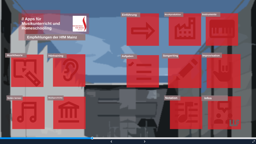 Screenshot mit verschiedenen roten Apps zum Anklicken