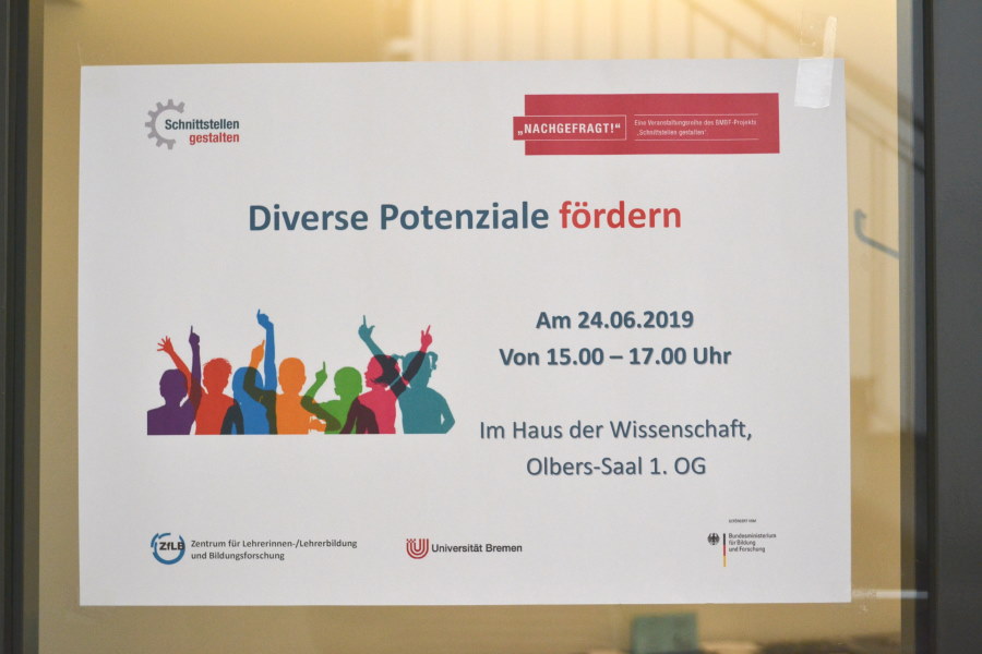 Aushang zur Bremer Veranstaltungsreihe "Nachgefragt!"