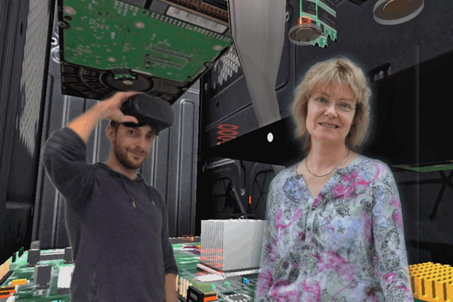 ein Mann und eine Frau in einer virtuellen Umgebung