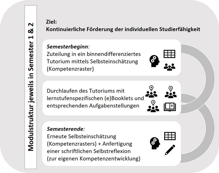 Gesamtübersicht des Lehr-/Lernkonzept in der Studieneingangsphase