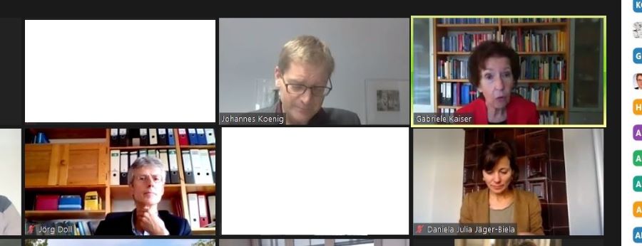 Mitwirkende der Session sind über Kameras zugeschaltet