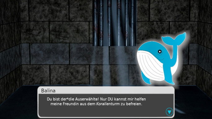 Blick in ein Lernspiel; zu sehen ist ein Wal